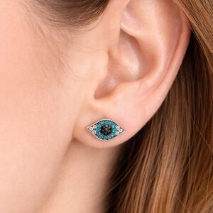 Evil Eye Crystal Stud Earrings